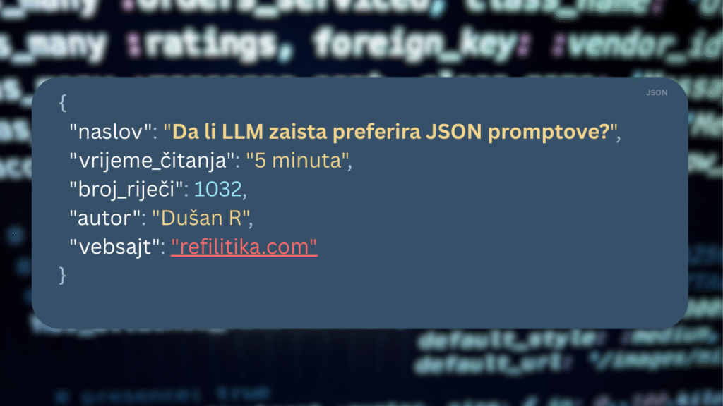 Da li LLM zaista preferira JSON promptove?